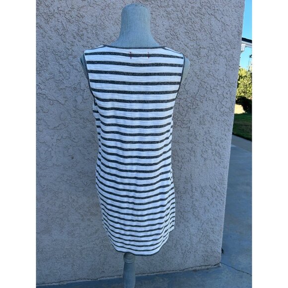 Sleeveless Striped Knit Dress By Max Studio Weekend Black & White Size Medium - Picture 4 of 6